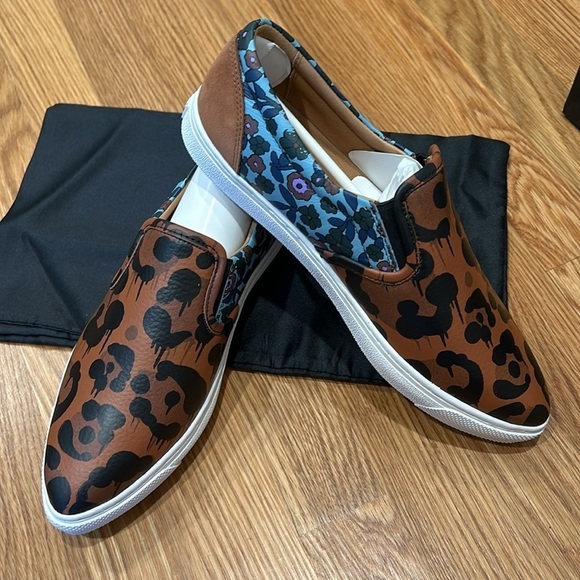 Coach Wild Beast Sneakers Nappa leather floral leopard print slip on 8.5 new nib - Picture 7 of 10